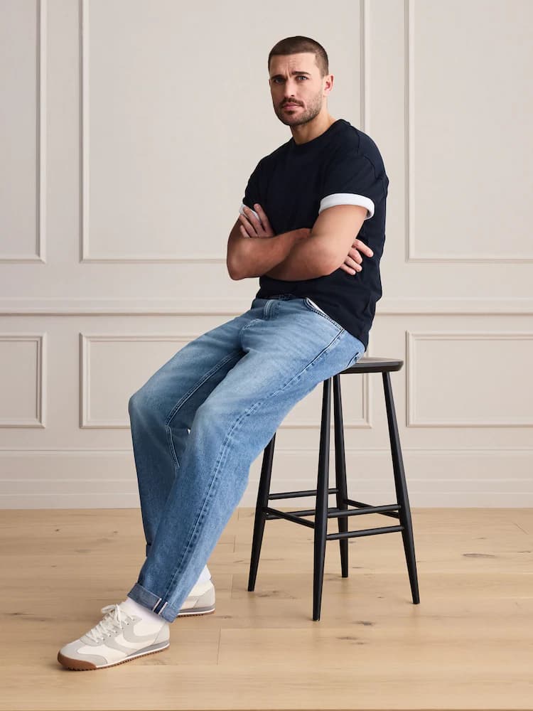 Light-Wash Straight-Leg Denim Jeans